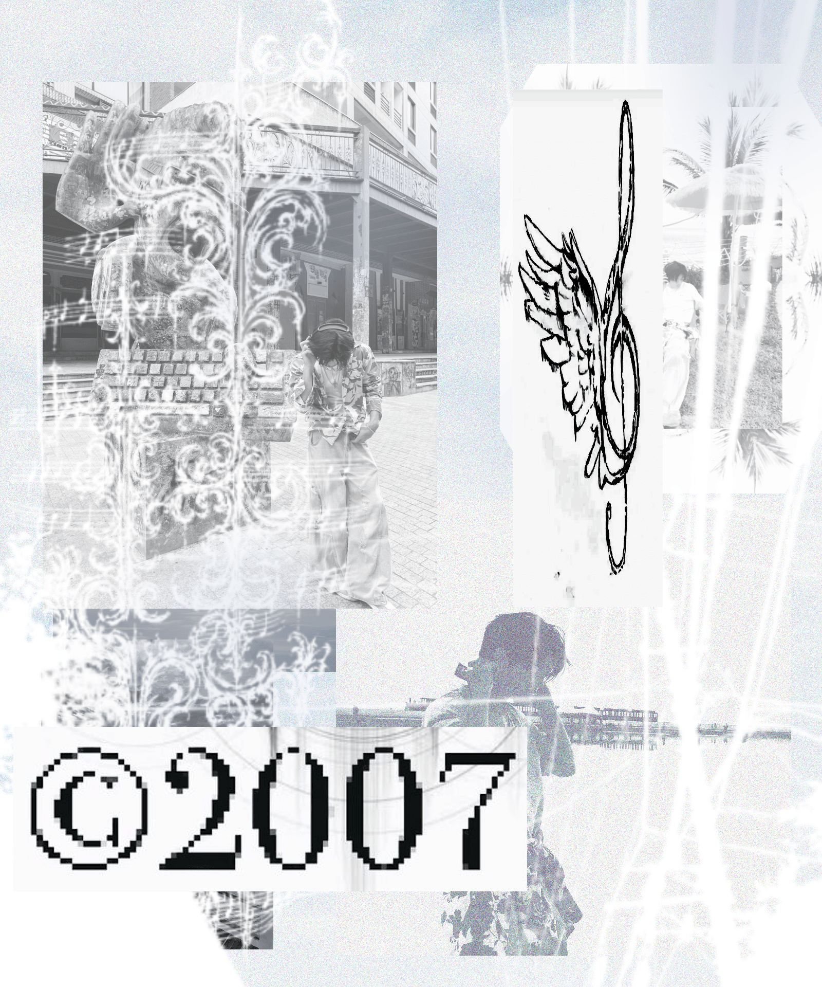 monochrome personal photo collage